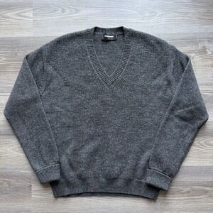 Dsquared2 Knitwear Mens V-Neck Wool Sweater Jumper Pullover Gray Medium Italy